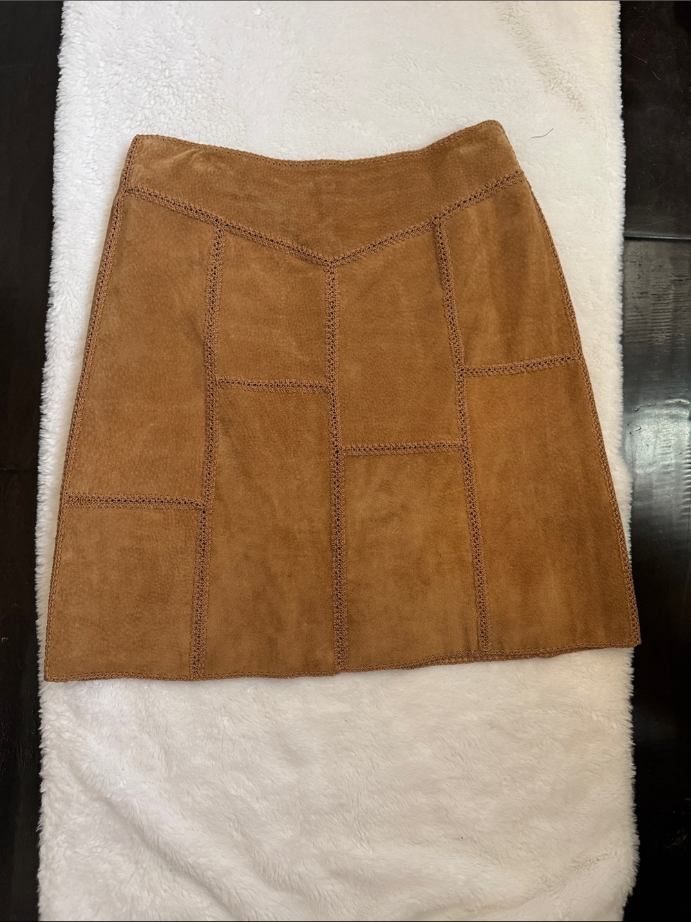 Vintage Bebe Suede Patchwork A-Line Mini Skirt Size 0